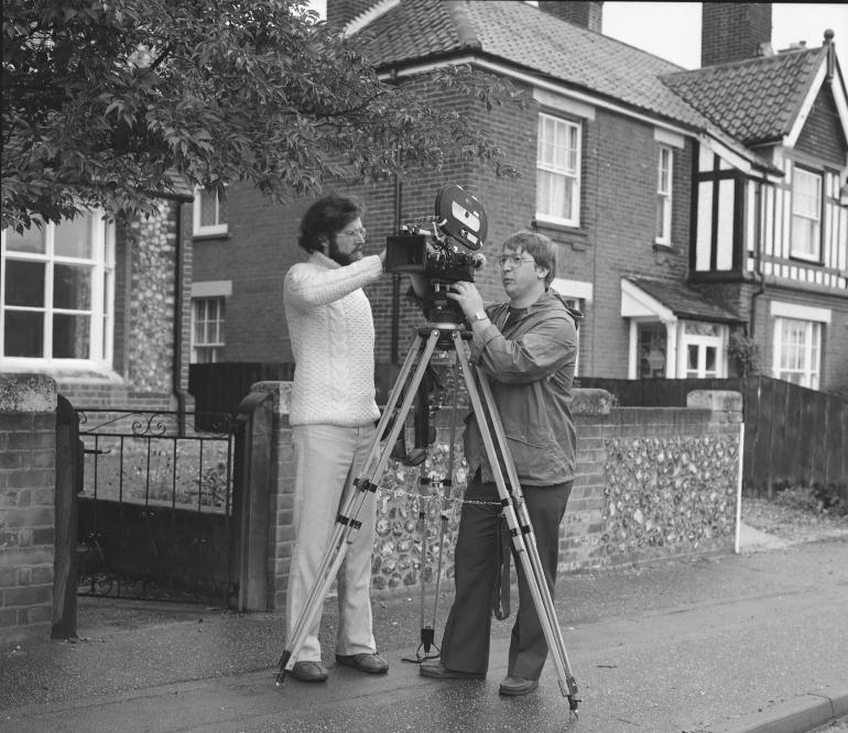 Photograph. Filming at HP Smedleys, Norwich Road (North Walsham Archive).