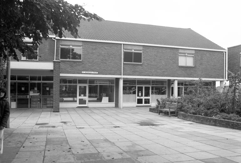 Photograph. St Nicholas Court shopping precinct, North Walsham (North Walsham Archive).