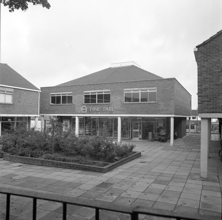 Photograph. St Nicholas Court shopping precinct, North Walsham (North Walsham Archive).
