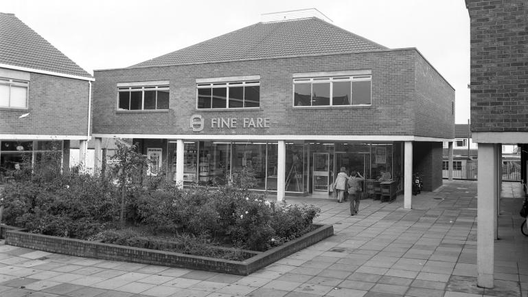 Photograph. St Nicholas Court shopping precinct, North Walsham (North Walsham Archive).