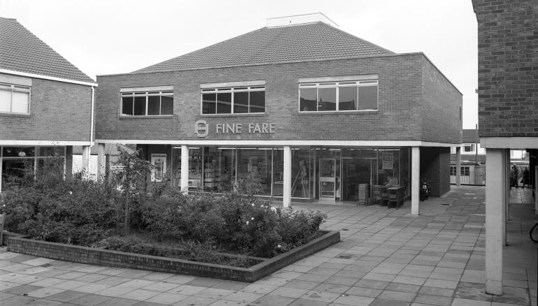 Photograph. St Nicholas Court shopping precinct, North Walsham (North Walsham Archive).